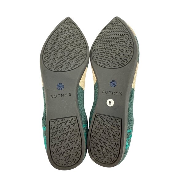 Rothys Women's The Point Moroccan Flats W6 Green Print Recycled Knit Rubber Sole - Picture 4 of 5